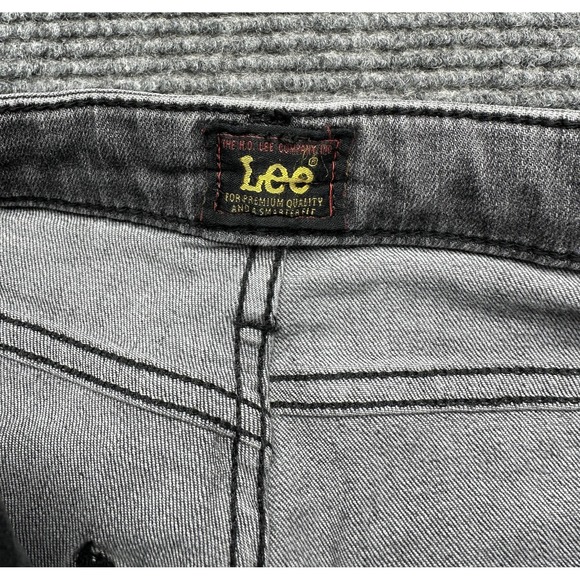Lee Flare Jeans Womens 6S Gray Medium Wash Raw Hem Fringe‎ Stretch Denim 26x31 - Picture 4 of 8